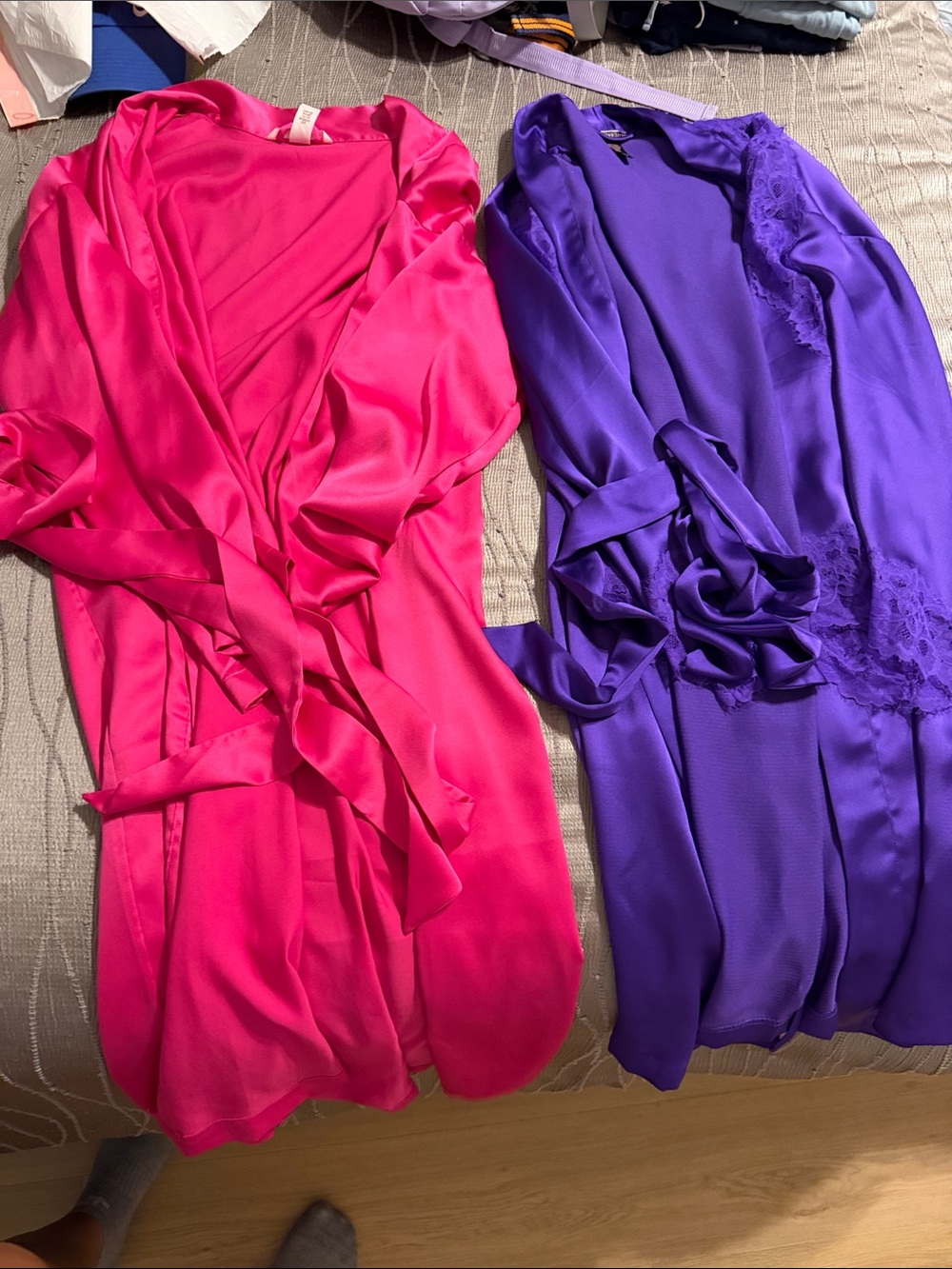 Victoria's Secret Satin Robes in Hot Pink and Violet